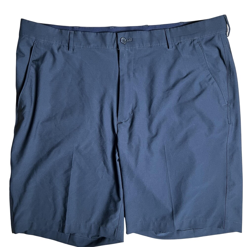 Greg Norman Chino Shorts Mens 40 Blue Microfiber Flat Front Stretch Pockets 9in